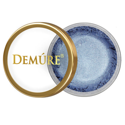 Demure Blue Sparkle Eye Color in gold jar