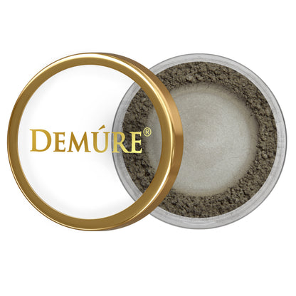 Open container of Demure Charcoal eye color with a gold lid