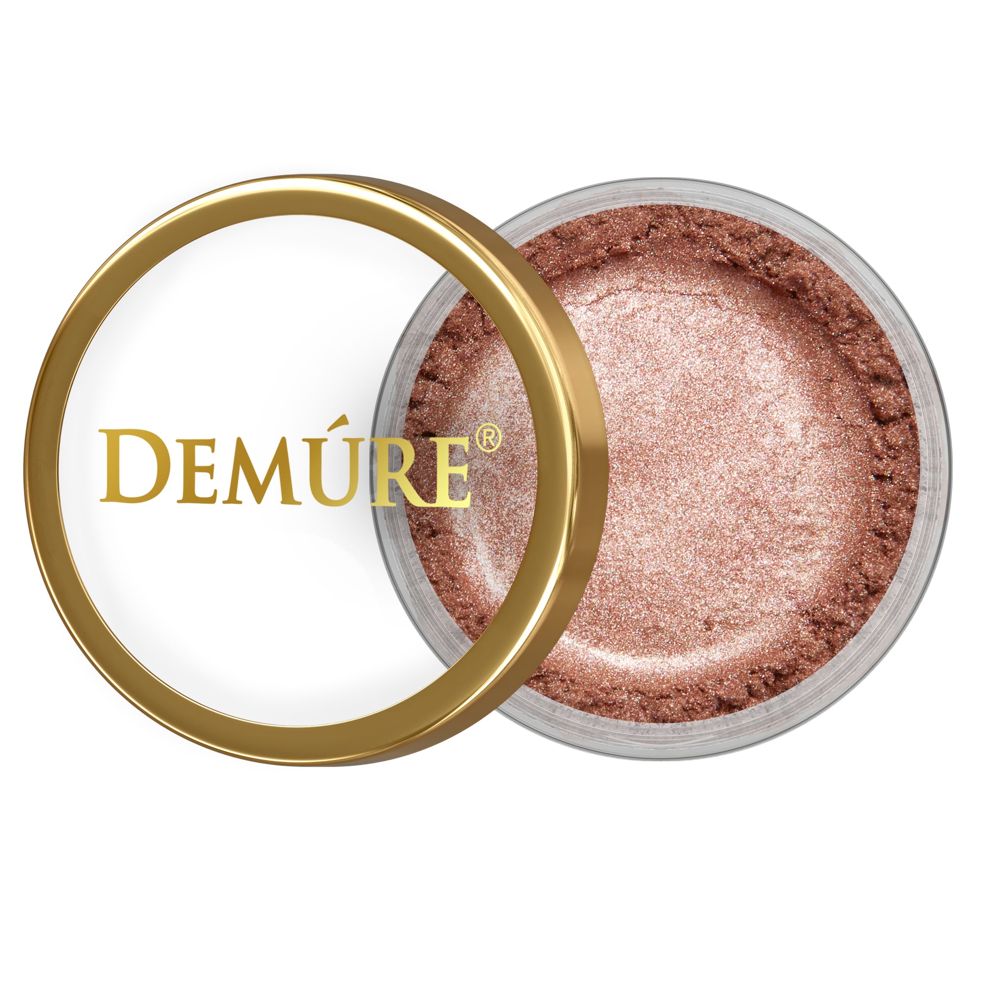 Demure Deep Champagne Eye Color in gold jar