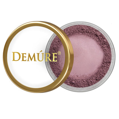 Open container of Demure Eggplant eye color with a gold lid 
