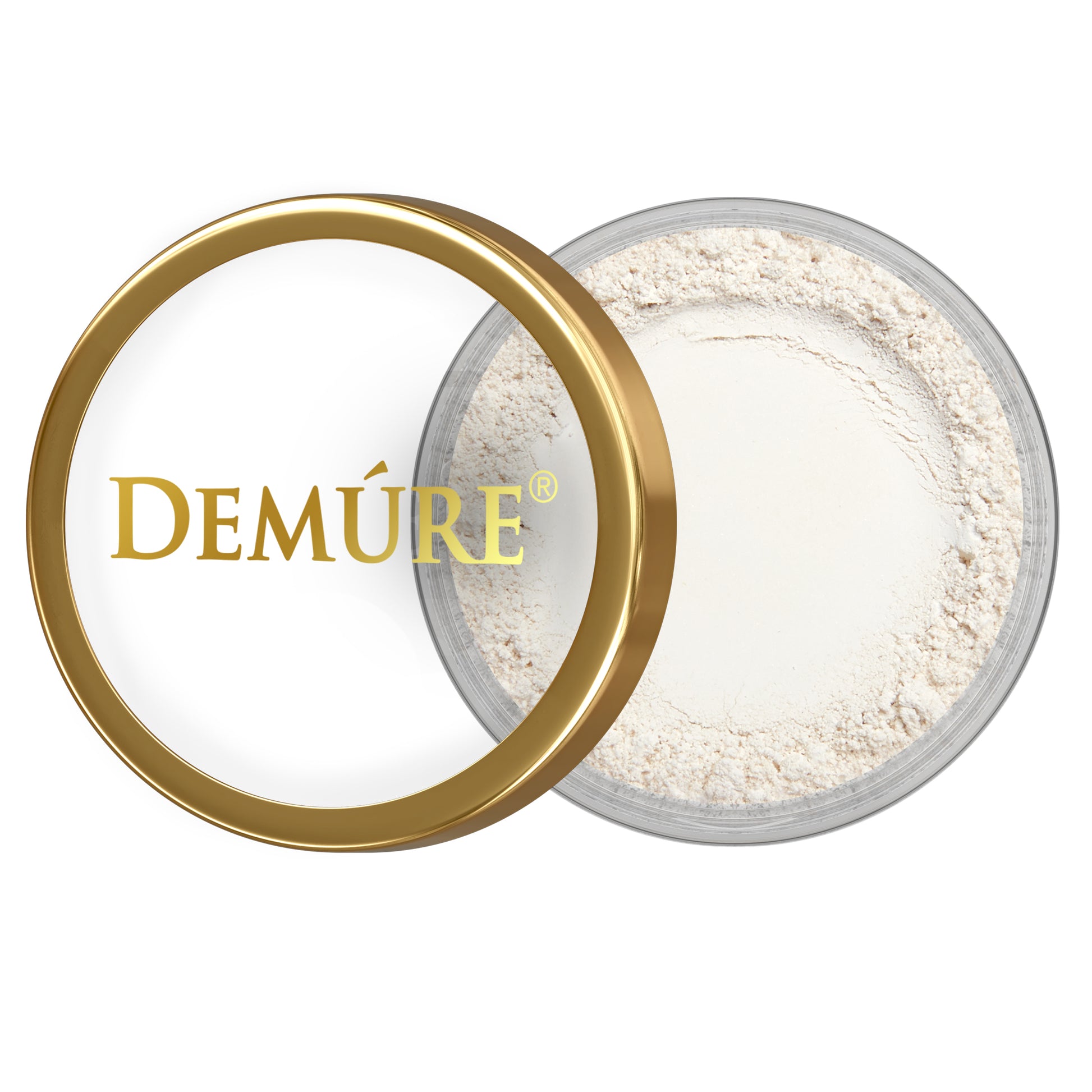 Open container of Demure Eggshell eye color with a gold lid 