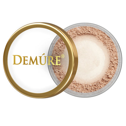 Open container of Demure Taupe eye color with a gold lid 