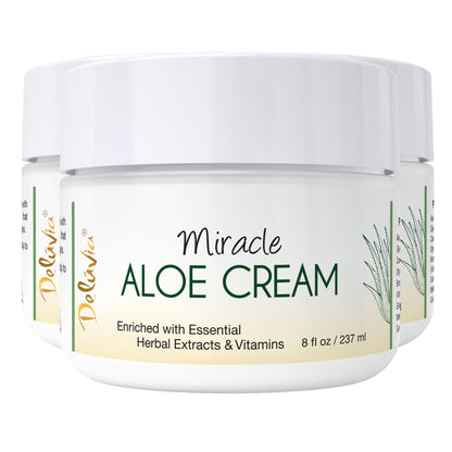 Three jars of Deluvia Miracle Aloe Cream