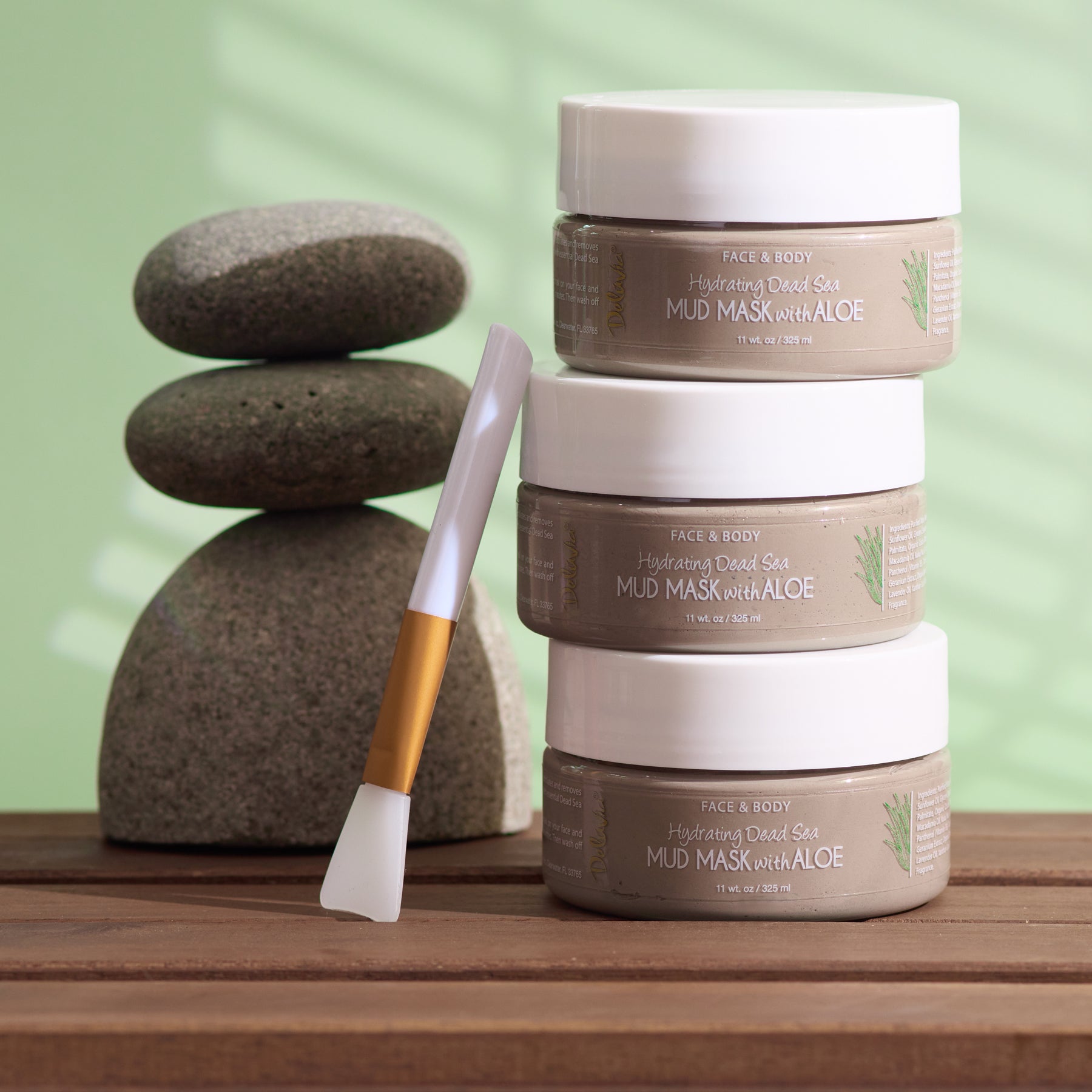Face & Body Mud Mask with Brush Applicator – Deluvia