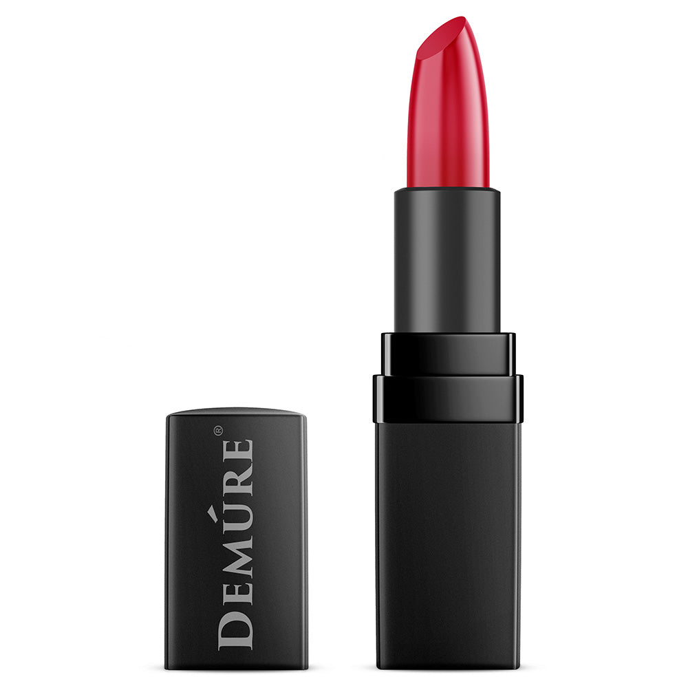 Demure Deep Wine Lipstick 25 with cap off showing color