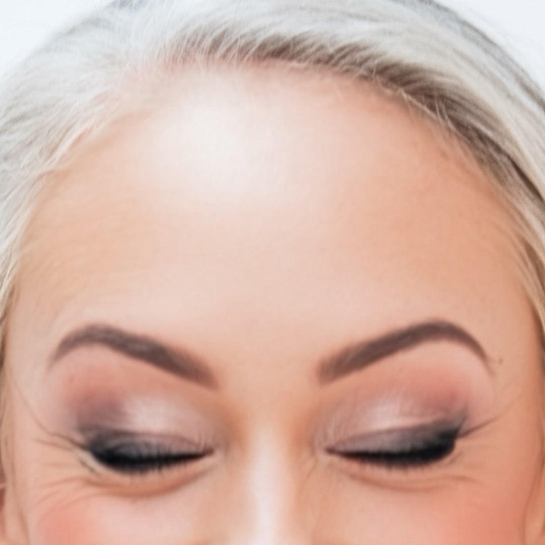 Woman's face with Eye Colors Snowflake, Midnight Blue and Black Liner