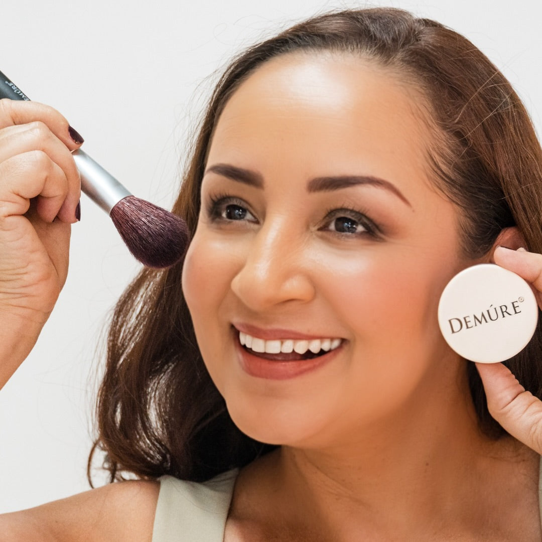 Woman wearing Demure Pink Fusion Blush