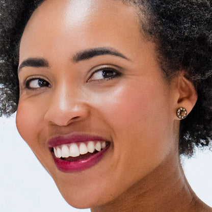 African American woman wearing Demure Strawberry Blush