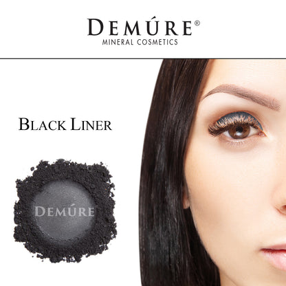 Woman's face close up with Black Liner eye color on her eye lid