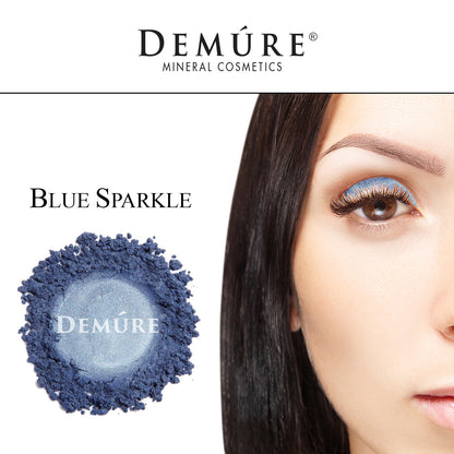 Woman's face with Demure Blue Sparkle Eye Color on