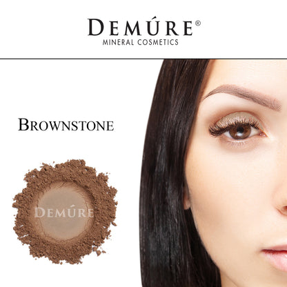 Woman's face close up with Brownstone eye color on her eye lid