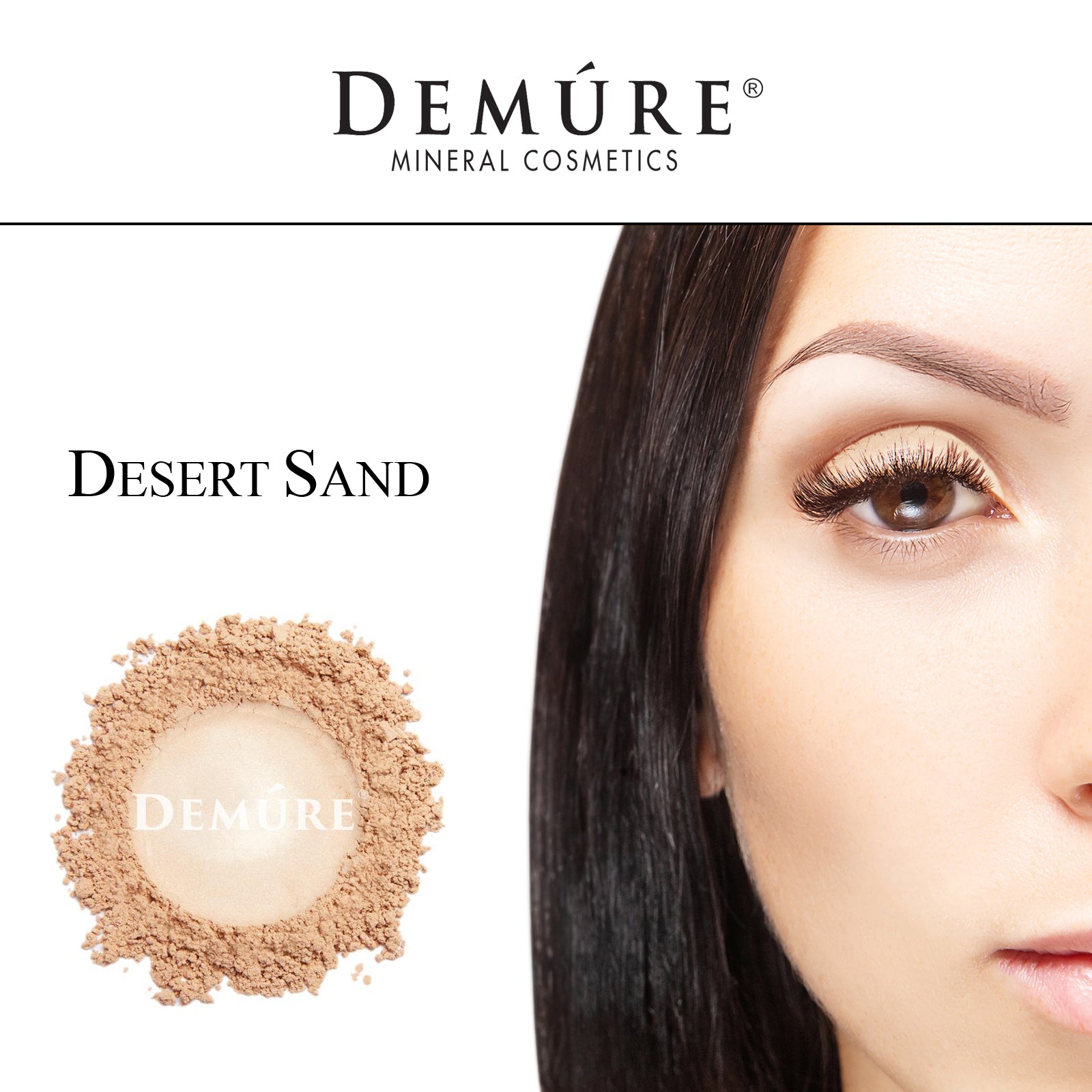 Woman's face close up with Desert Sand eye color on her eye lid