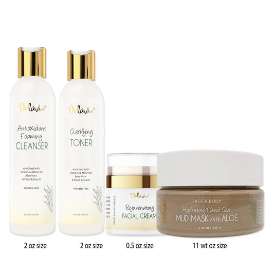 Deluvia Deluxe Facial Kit with Cleanser, Toner, Face Cream and Mud Mask