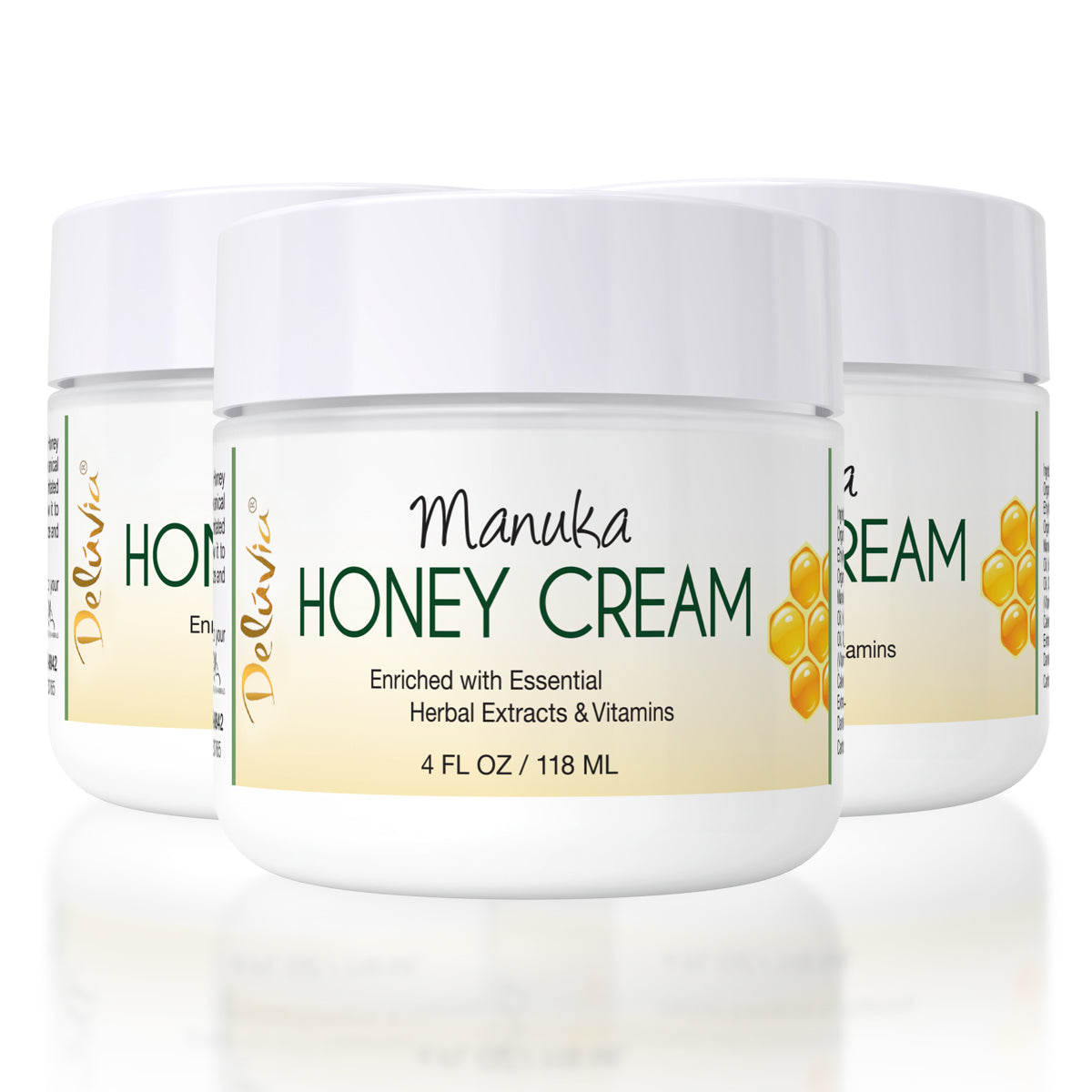 Three pack Jars of Deluvia Manuka Honey Cream