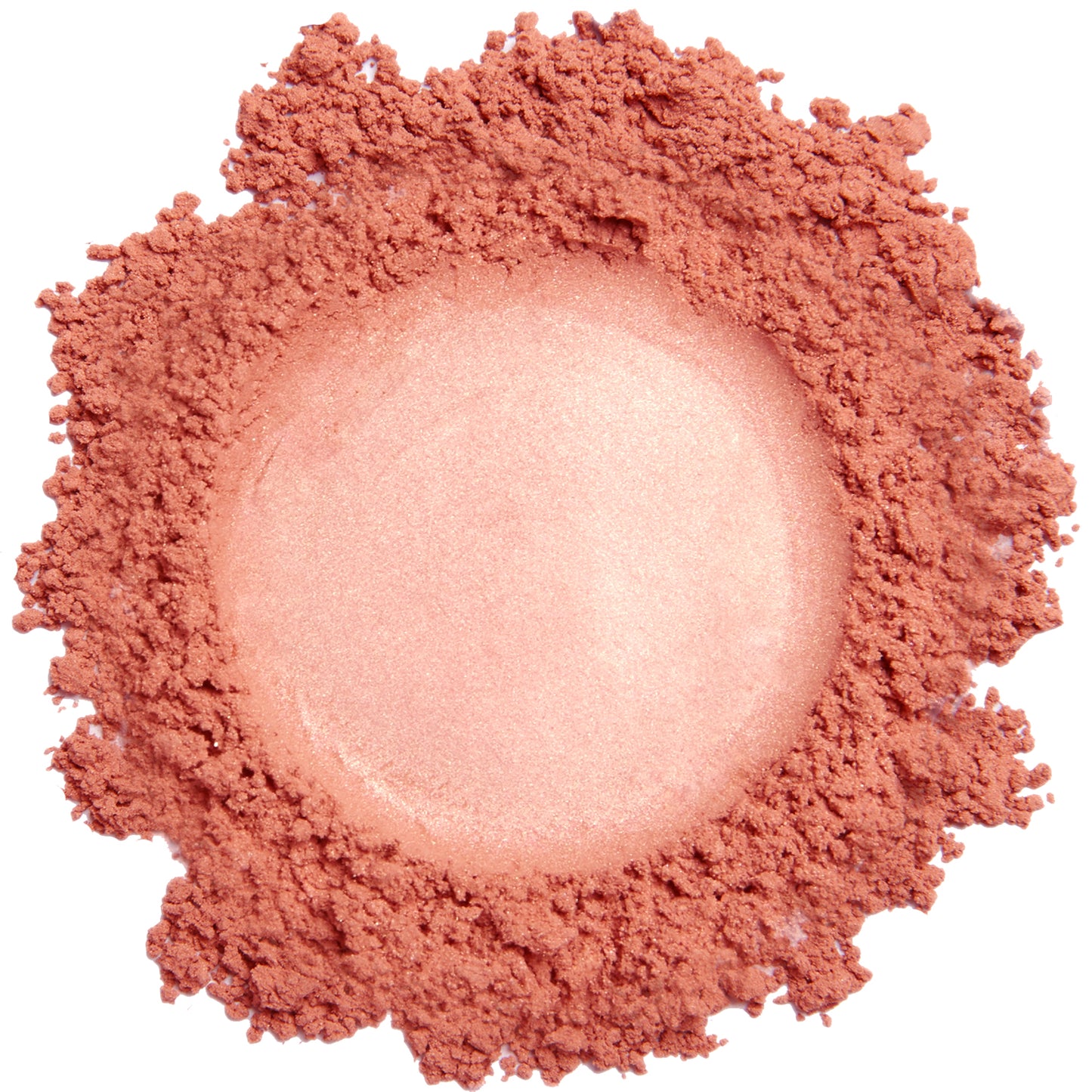 A close up swatch of Strawberry mineral blush