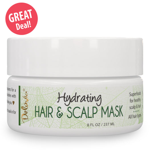 Jar of Deluvia Hair & Scalp Mask 8oz with Great Deal label in corner