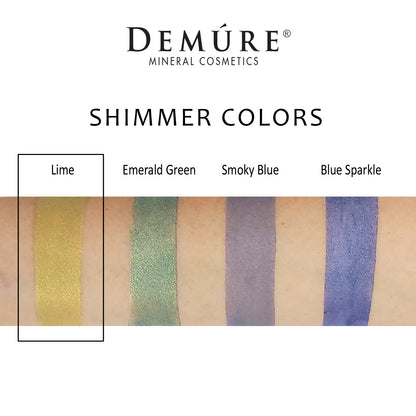 Woman's arm with a swatch of Lime eye color as well as four other complimentary colors