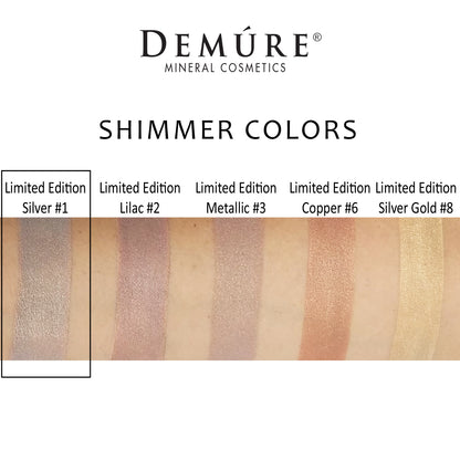 Woman's arm with a swatch of Limited Edition Silver eye color as well as four other complimentary colors