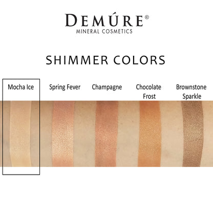 Woman's arm with a swatch of Mocha Ice eye color as well as four other complimentary colors