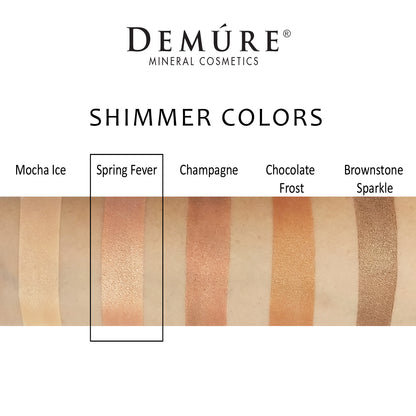 Woman's arm with a swatch of Spring Fever eye color as well as four other complimentary colors