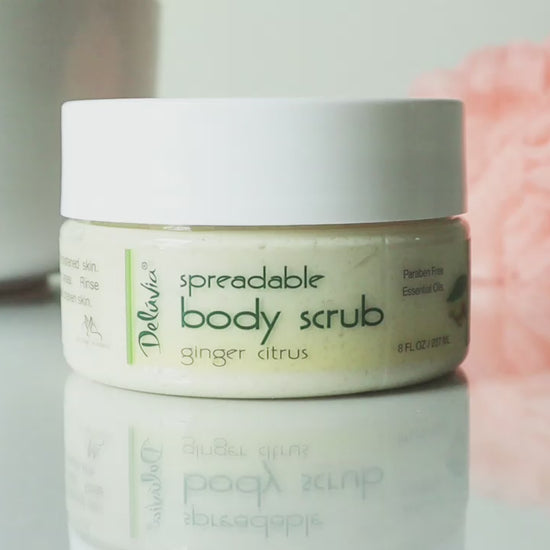 Video of Deluvia Ginger Citrus Spreadable Body Scrub being used