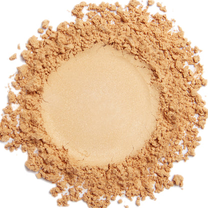 photo of a sample of Deluvia's Demure mineral makeup in Apricot shade