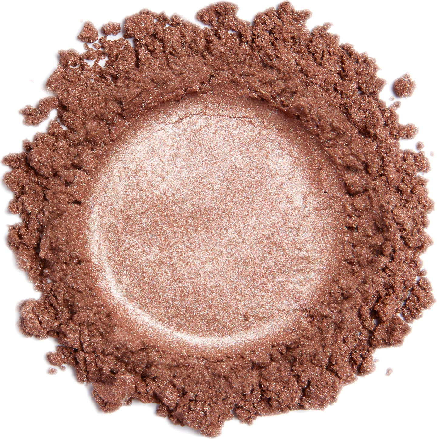 A close-up image of shimmer Demure Deep Champagne mineral eye shadow.
