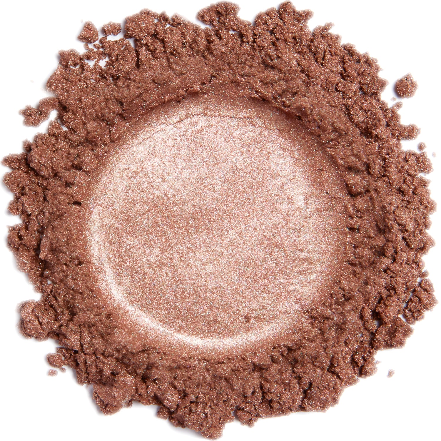A close-up image of shimmer Demure Deep Champagne mineral eye shadow.