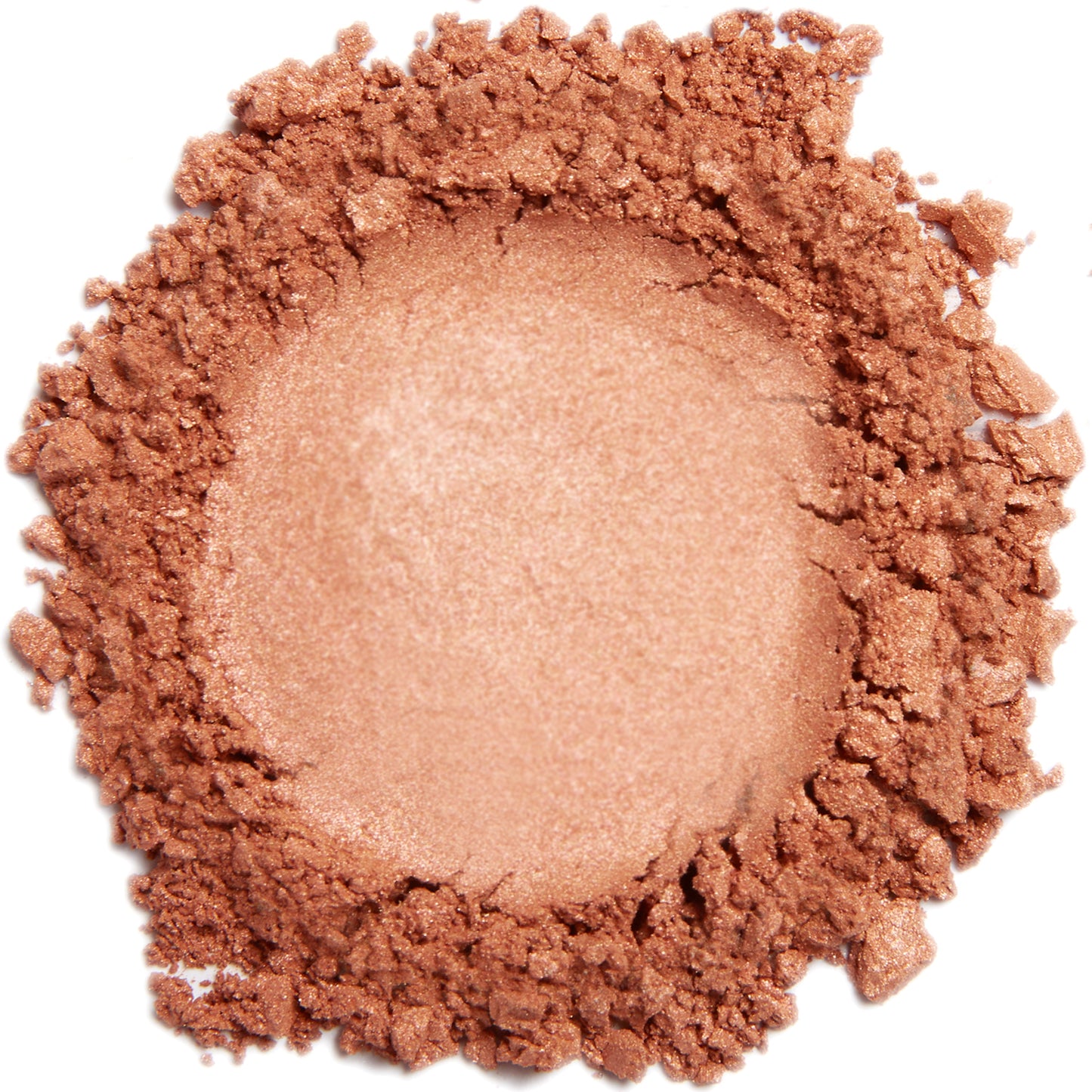 A close up swatch of Coral mineral eye shadow.