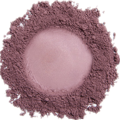 A close up swatch of Eggplant mineral eye shadow.