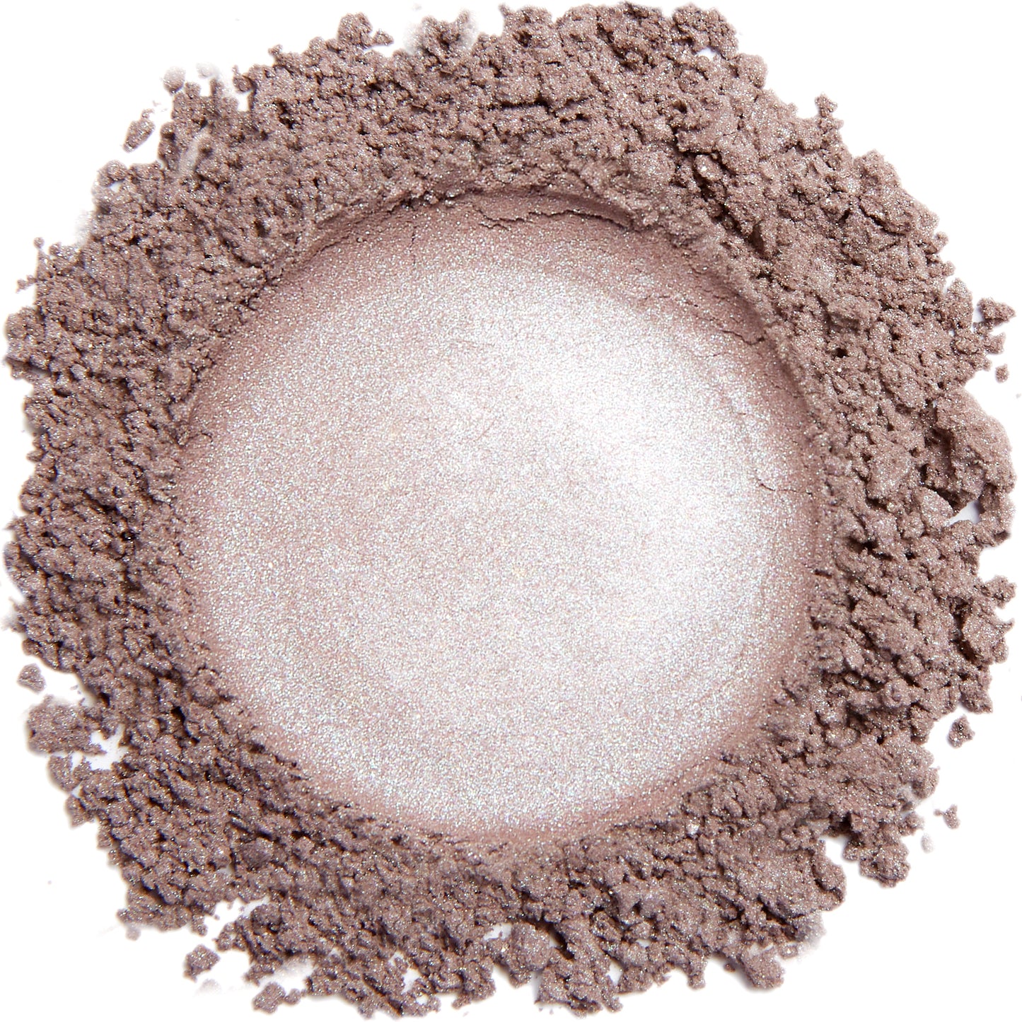 A close-up image of a light frost lilac colored mineral eye color powder.