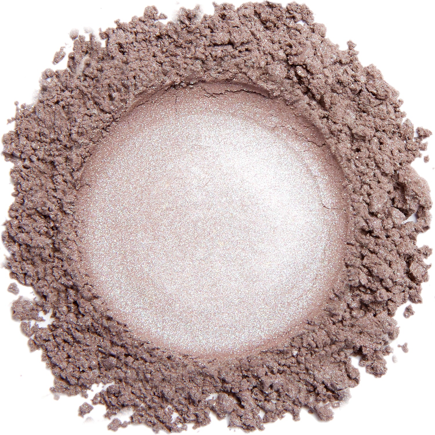A close-up image of a light frost lilac colored mineral eye color powder.
