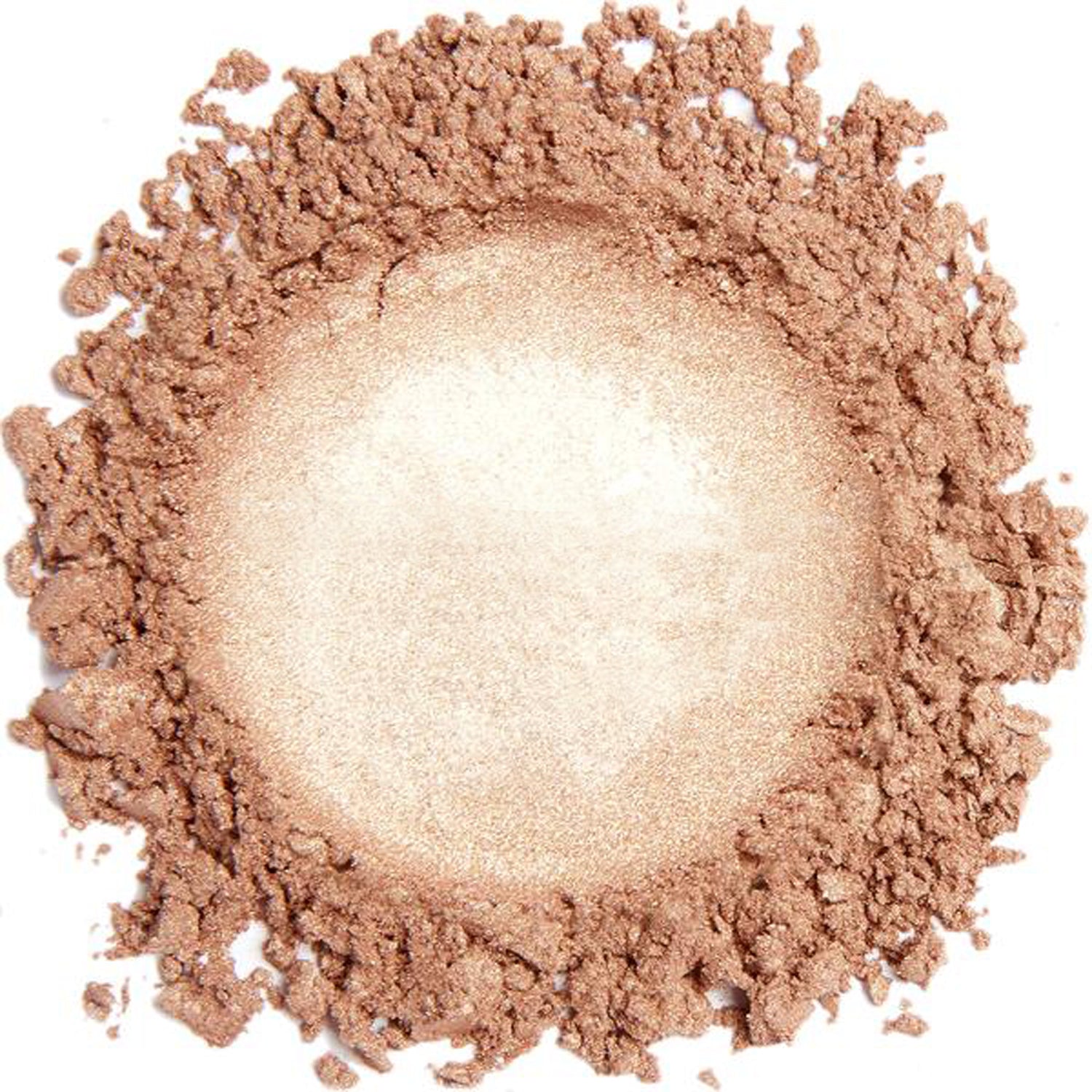 A swatch of Limited Edition #6 Light Copper mineral eye color, showing a shimmery golden copper tone.