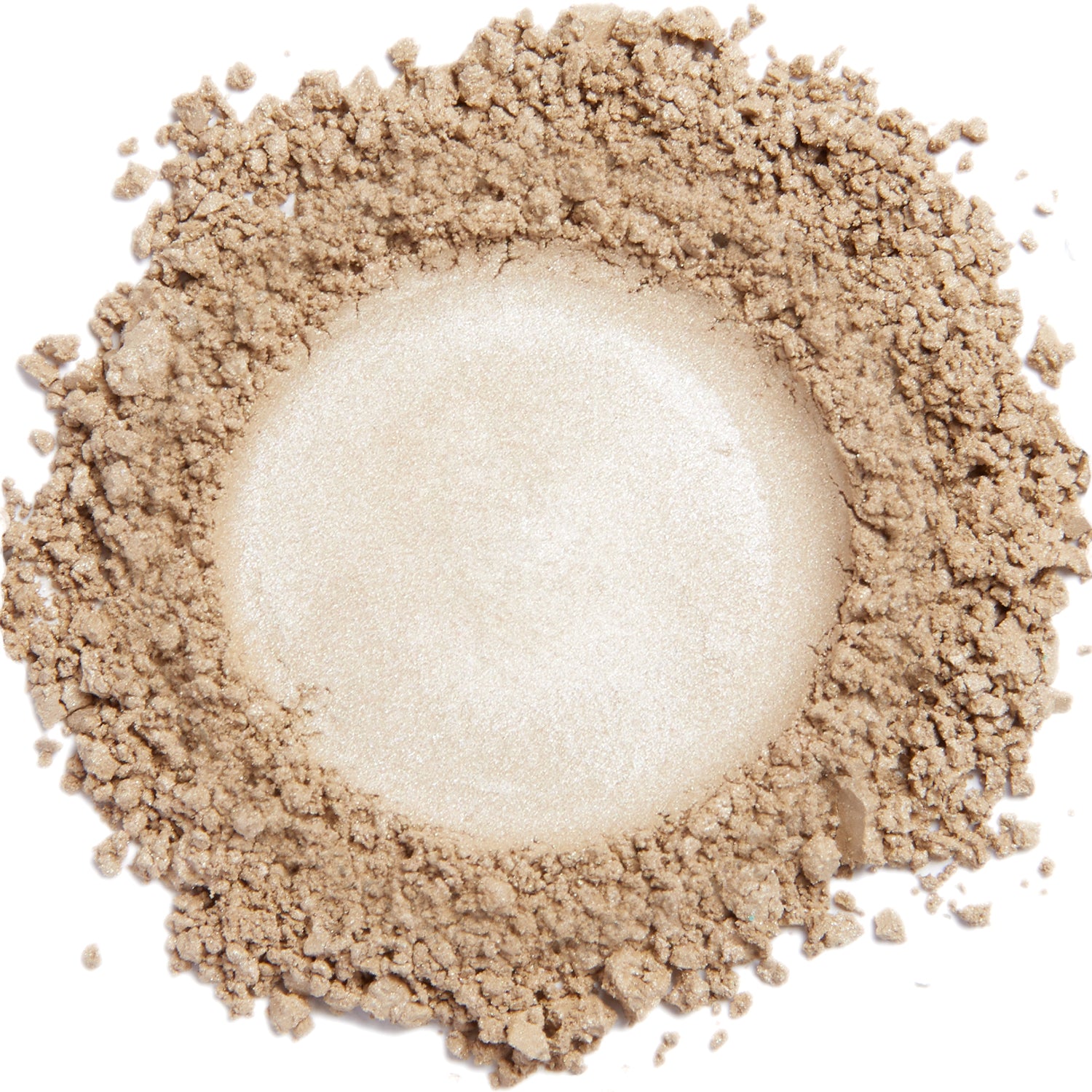 A swatch of a light Mocha Ice eye shadow with a sparkle finish.