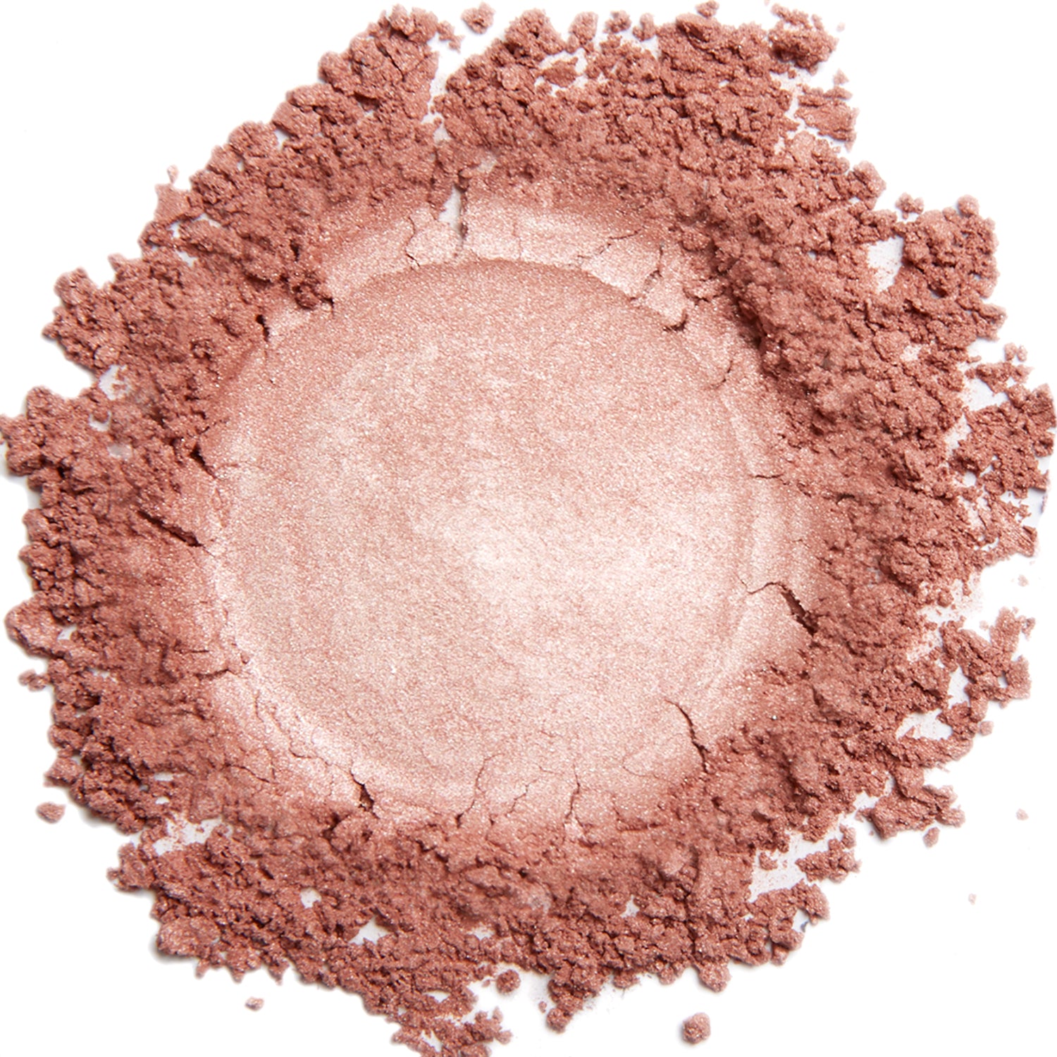 A close up swatch of Pink Suede mineral eye shadow.