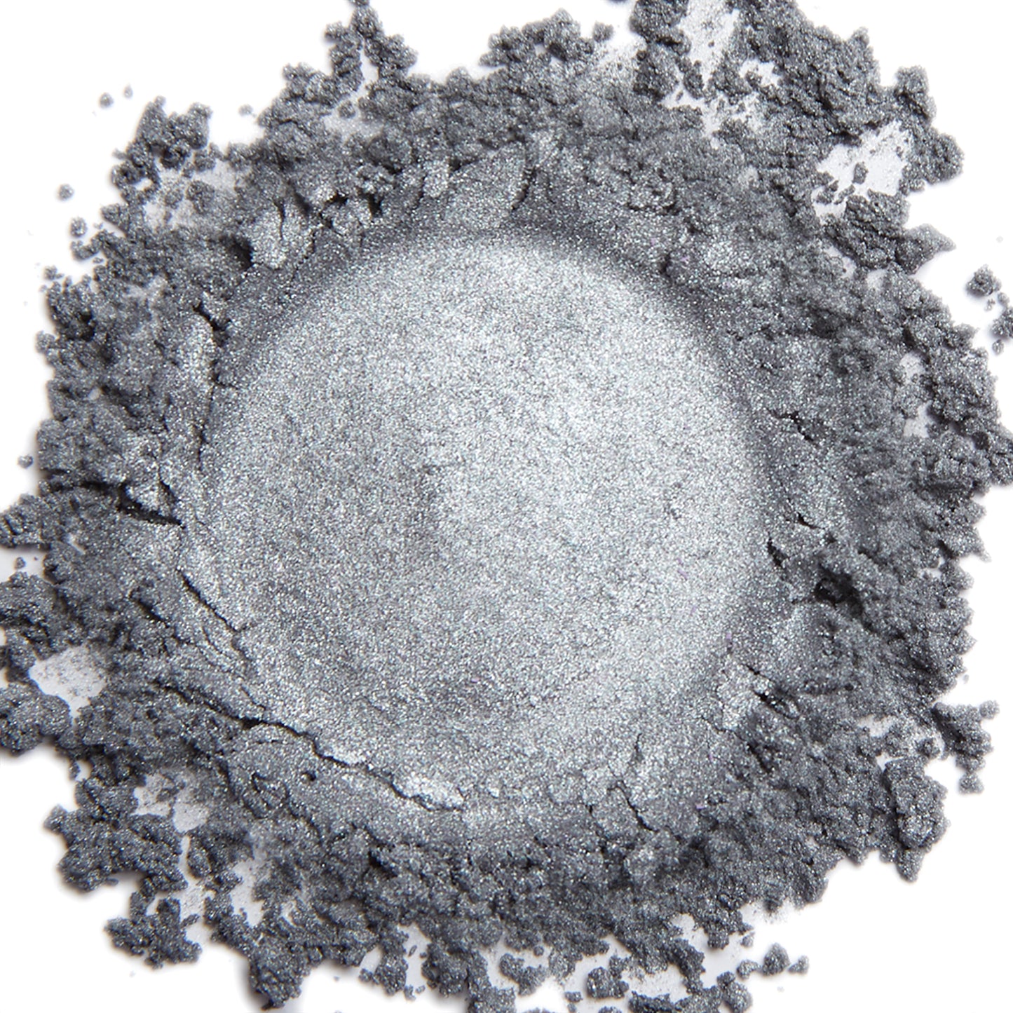 A close up swatch of Sterling mineral eye shadow.