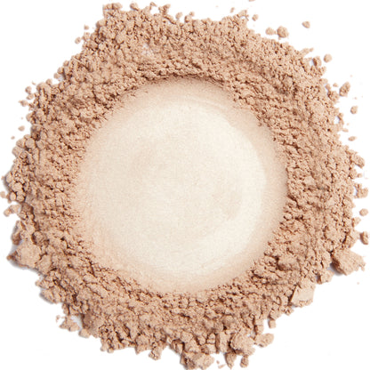 A close up swatch of Taupe mineral eye shadow.