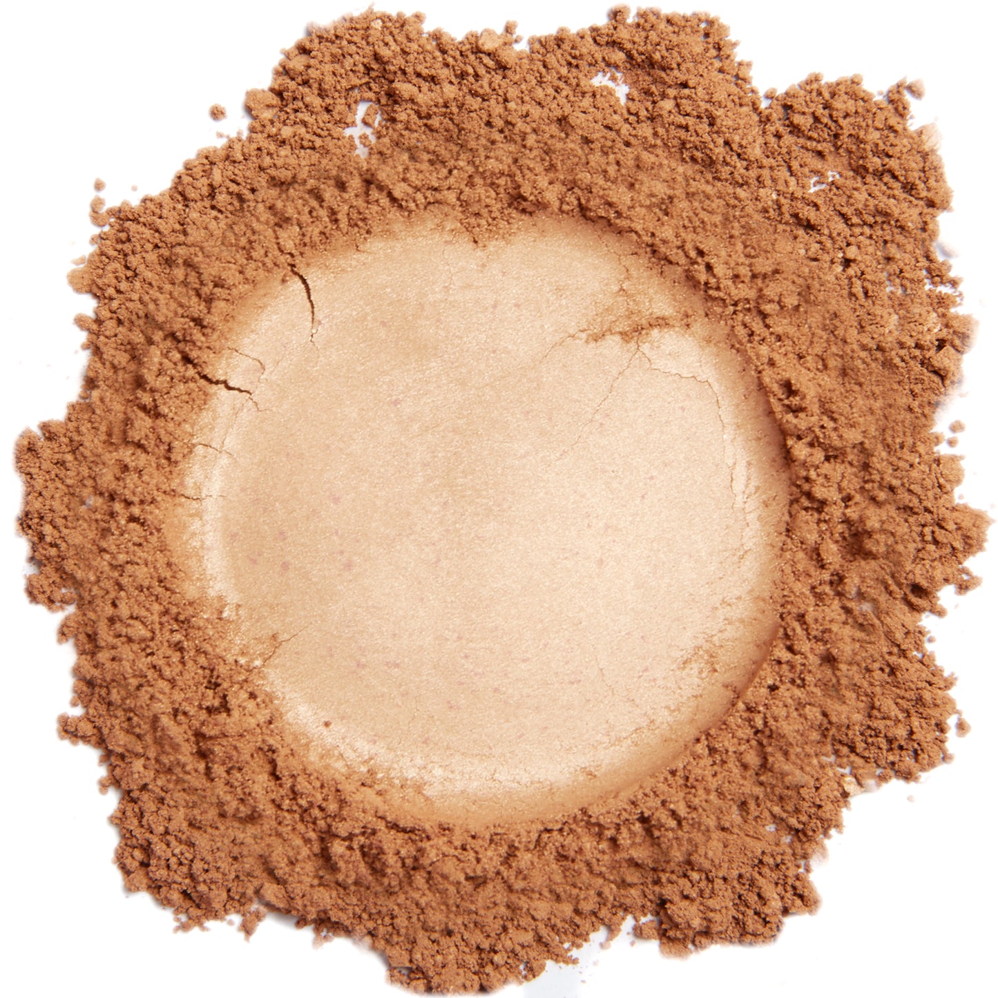 A close up swatch of Peachy mineral blush