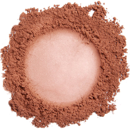 A close up swatch of Sienna Rose mineral blush