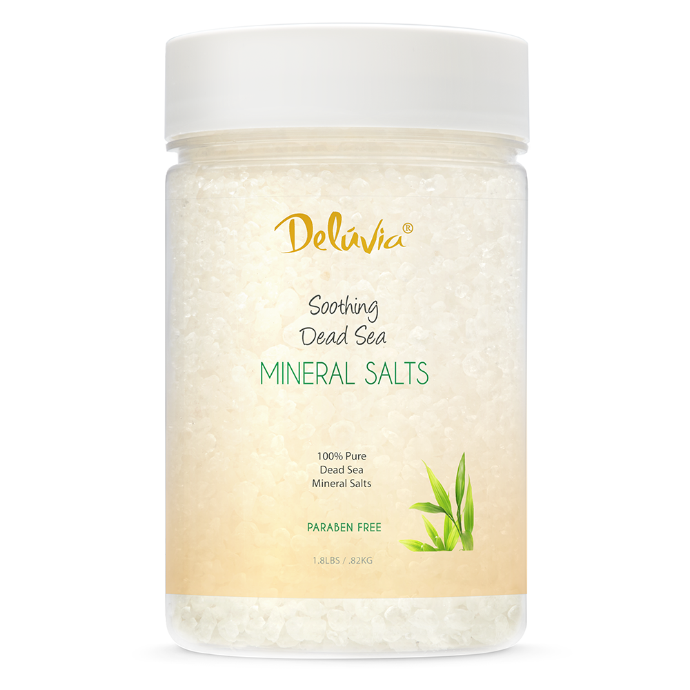 photo of a jar 1.8 lbs of Deluvia Dead Sea Mineral Salts 