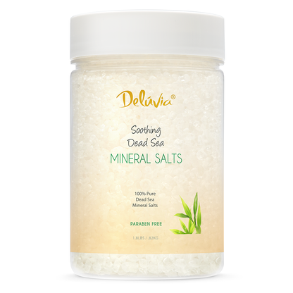 photo of a jar 1.8 lbs of Deluvia Dead Sea Mineral Salts 